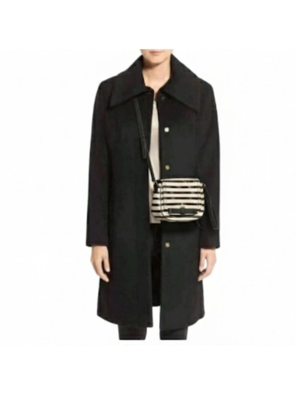 Kate Spade Chelsea Park Black Cream Striped Patent Leather Small Mini Crossbody